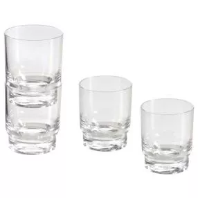 4 Gläser Wasserglas Saftglas Trinkglas Cocktailglas Kunststoff Glas Set Polystyrol 370ml Becher Campingbedarf Camping Picknick Kinder Trinkbecher Garten Trinkgläser Wassergläser glasklar leicht