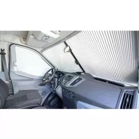 Plissee Frontscheiben-Verdunkelung Remis REMIfront IV für Ford Transit 7 ab BJ 07/2019 - Frontteil für Fahrzeuge ohne Sensorpaket und ohne Ablage