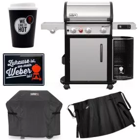 Weber Spirit Premium SPX-335 GBS Smart Grill, Edelstahl + gratis Abdeckhaube & Merchandise-Paket